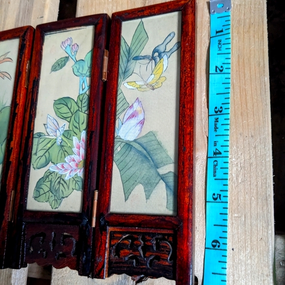 Antique Japanese 4-Panel Folding Screen. Hand Carved/Pained | + 3 extra Panels - Picture 3 of 12